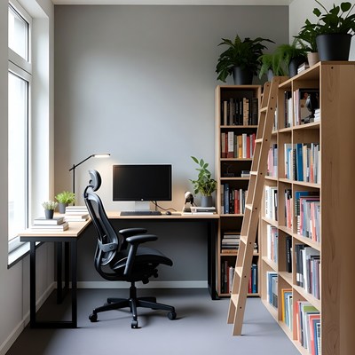 Modern empty home office desk