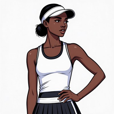 African-American woman in tennis outfit