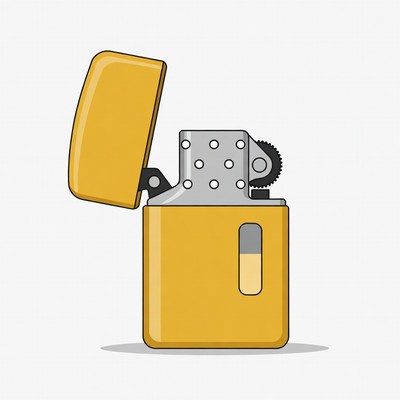 Open Yellow Zippo Lighter