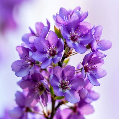 Purple Flower Cluster on Blurred Background
