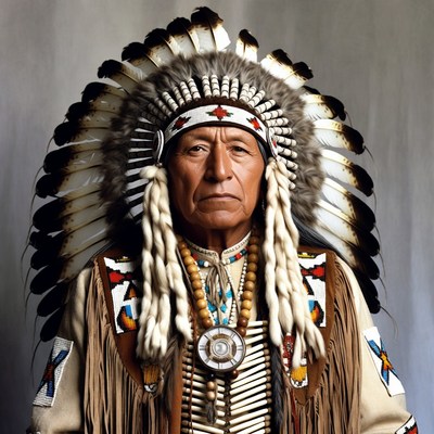 Native American chief in war bonnet