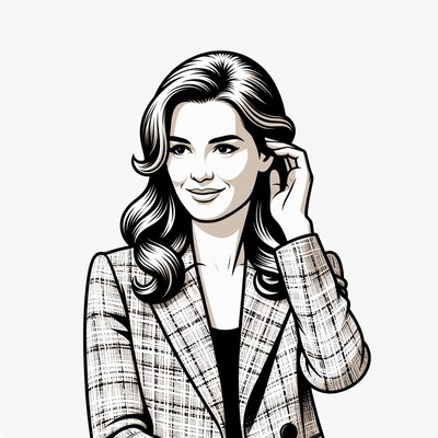 Woman touching ear in blazer