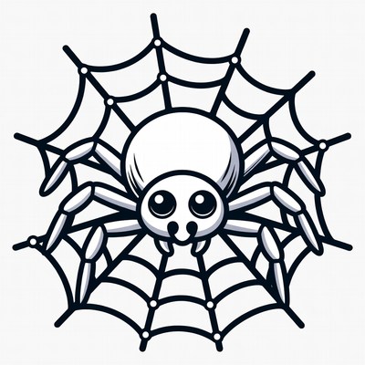 Cute spider on web illustration