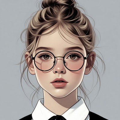 Girl with glasses in school uniform