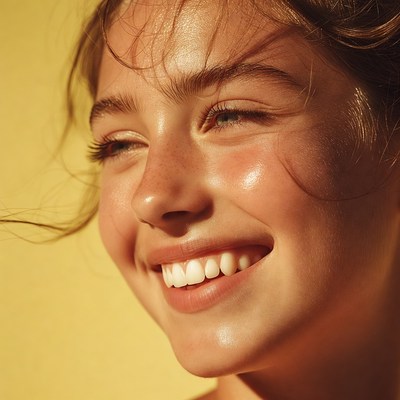 Smiling woman with glowing skin