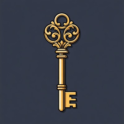 Ornate Golden Key Illustration