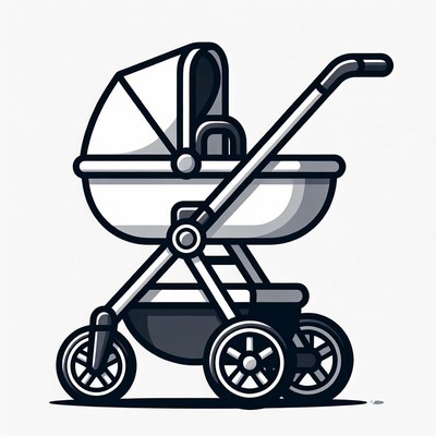 White Baby Stroller Illustration