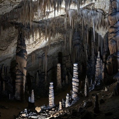 Stalactites and Stalagmites in Cave