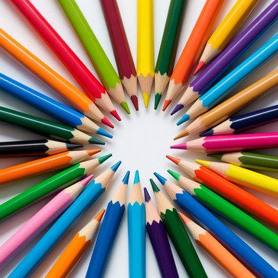 Colorful Pencils Arranged in Circle