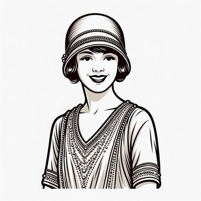 1920s Flapper Girl Illustration
