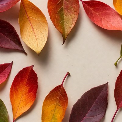 Autumn Leaves on White Background