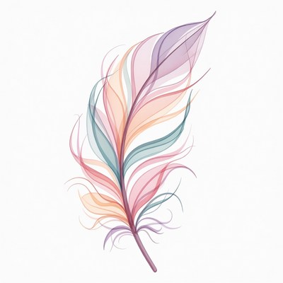 Colorful Watercolor Feather Illustration