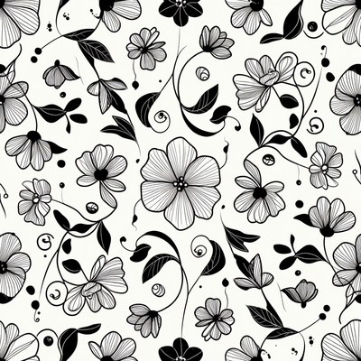 Black and White Floral Pattern