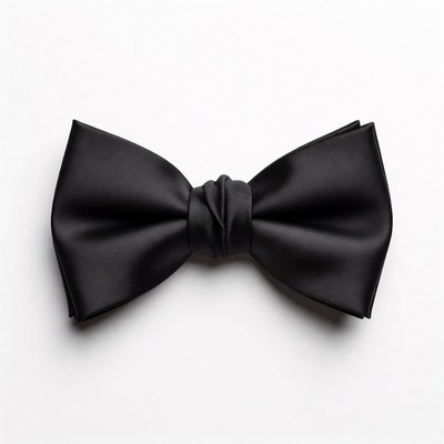 Black Bow Tie on White Background