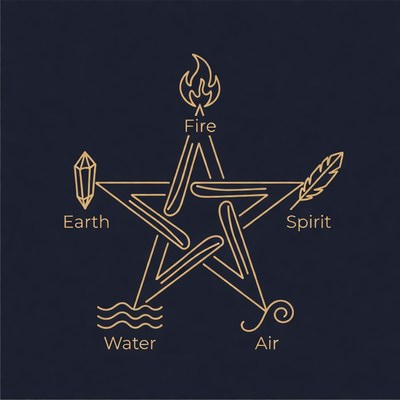 Pentagram of Four Elements and Spirit