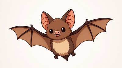 Cute cartoon bat flying