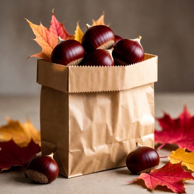 Horse Chestnuts in Brown Paper Bag