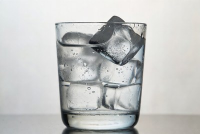 Glass of Water with Ice Cubes