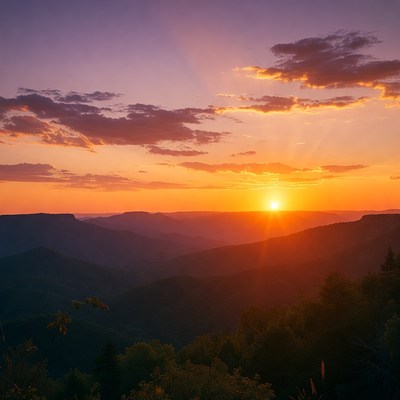 Sunset over Mountain Valley