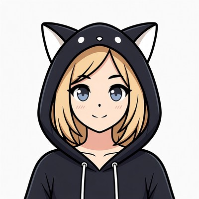Anime girl in cat ear hoodie