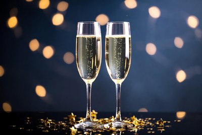 Two Champagne Glasses with Bubbles