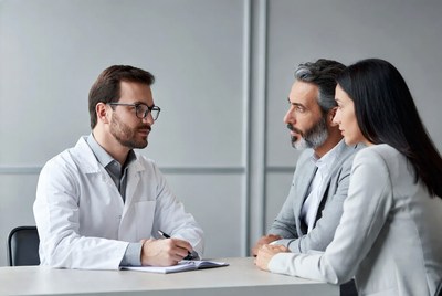 Doctor consulting elderly couple