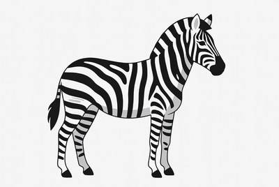 Zebra standing on white background