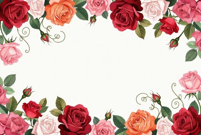 Colorful Rose Flower Border Illustration