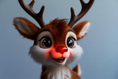 Cute Rudolph Reindeer with Red Nose