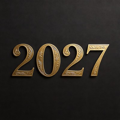 Gold 2027 Numbers on Black