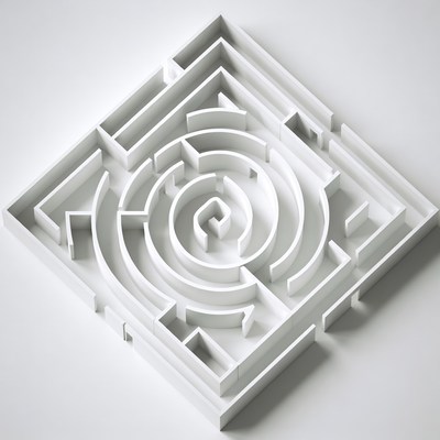 White 3D Square Maze