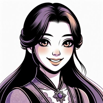 Anime girl in purple hanfu