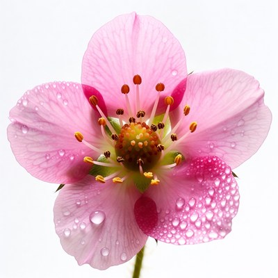 Pink flower with water droplets