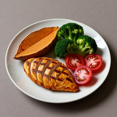 Grilled Chicken with Sweet Potato and Veggies