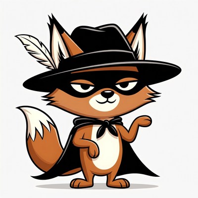 Cartoon Fox Superhero in Mask and Cape