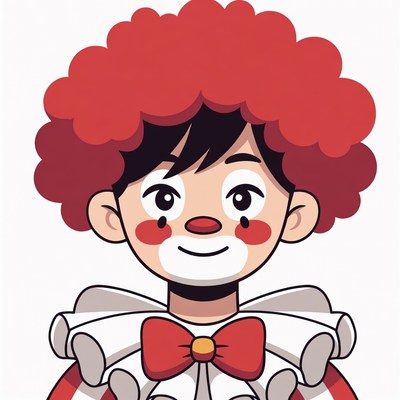 Cartoon Clown with Red Hair