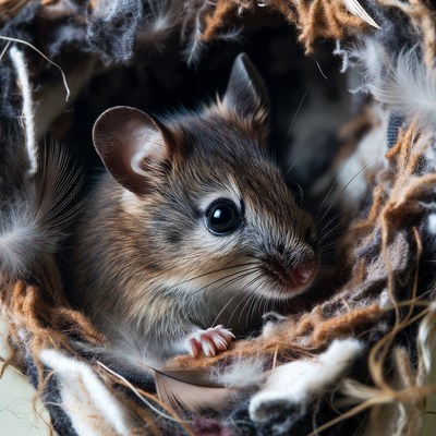 Baby mouse in nest