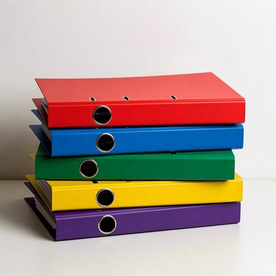 Stack of Colorful Ring Binders