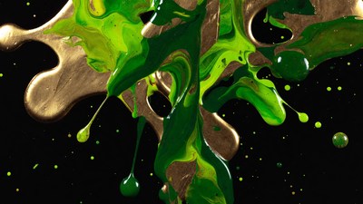 Green and Gold Paint Splatter