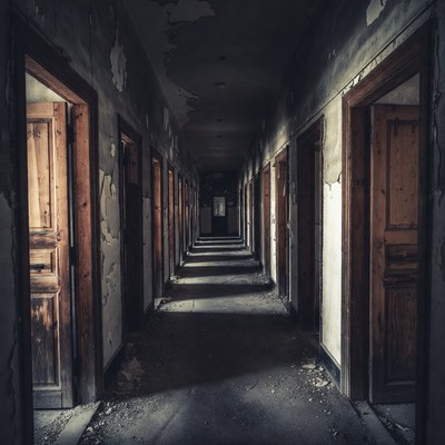 Abandoned Dark Hospital Corridor