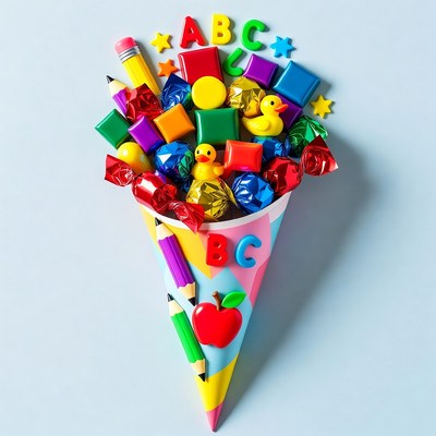 Colorful ABC School Cone Bouquet