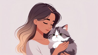 Woman holding cute kitten