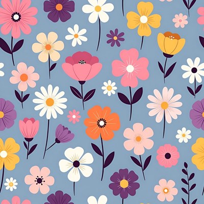 Colorful Flowers Seamless Pattern