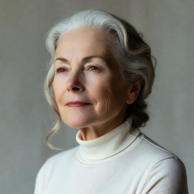 Elderly woman with silver hair