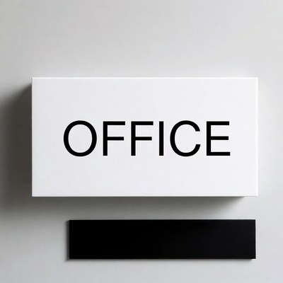 White Office Sign on Gray Background
