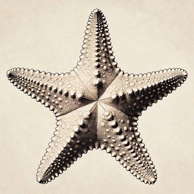 Starfish on beige background