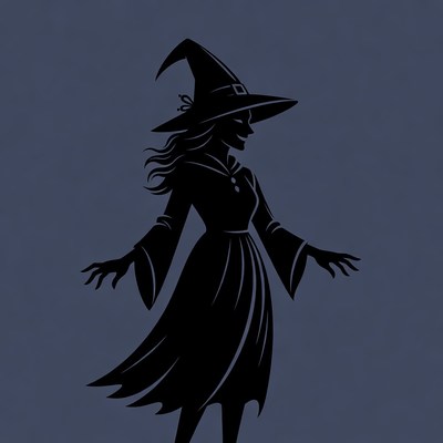 Silhouette Witch with Pointed Hat