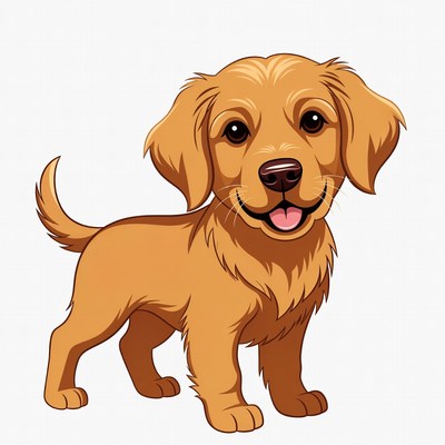 Cute Golden Retriever Puppy Illustration