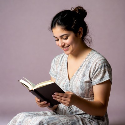 Indian woman reading book