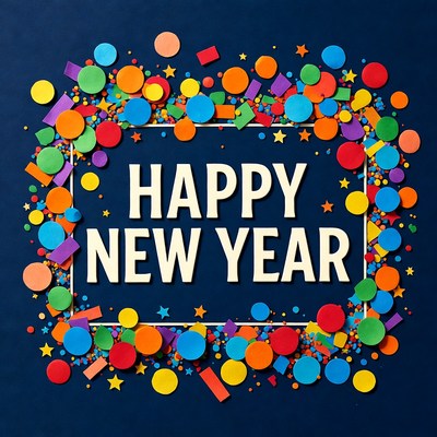 Happy New Year confetti frame